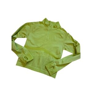 PINK ACTIVE Lime Green Quarter Zip Long Sleeve Thumbhole Workout Top‎ M L